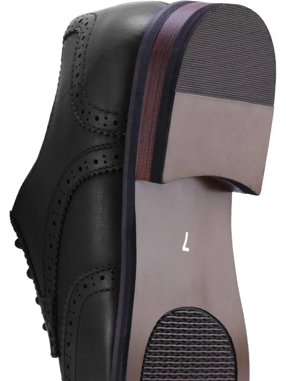 Men's Black Wingtip Anti-Slip Durable Sole Classic Business Oxford Dress Shoes